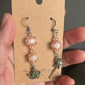 Wicked pink with green earrings - offset